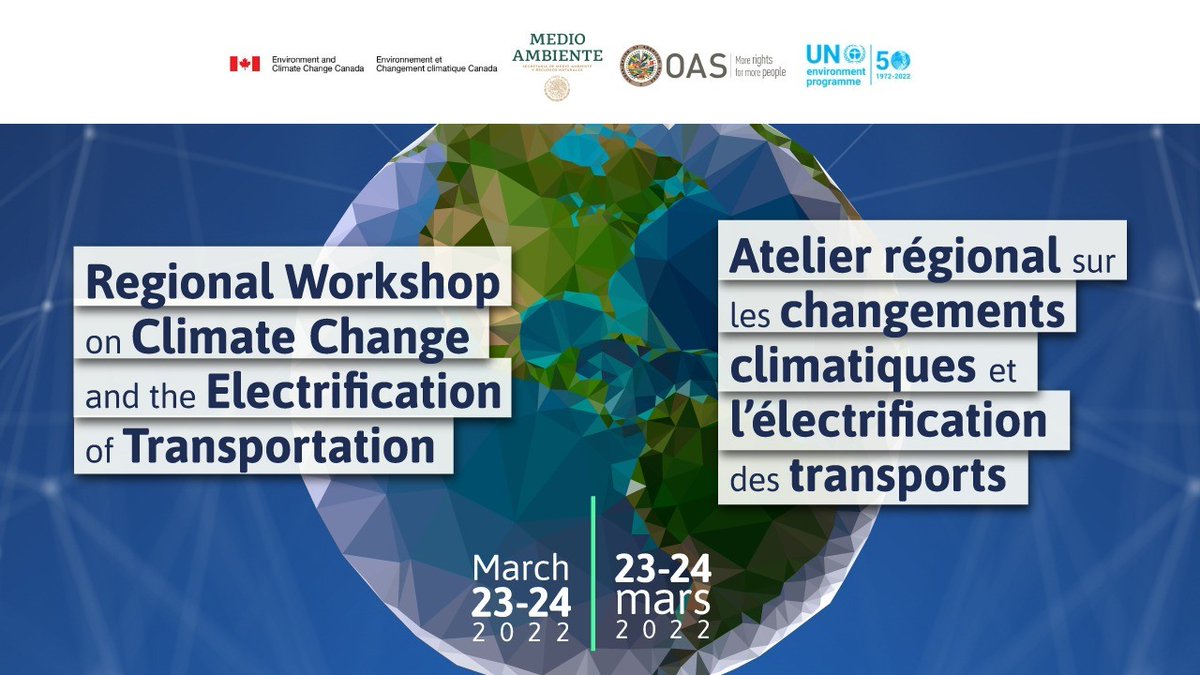 environmentca's tweet photo. Today environment leaders from Canada, Mexico, and member states of @OAS_official wrapped up a successful 2-day virtual workshop on mitigating #ClimateChange impacts through #NetZero transportation. 

@UNEP @SEMARNAT_mx https://t.co/HR0UXzwtWq
