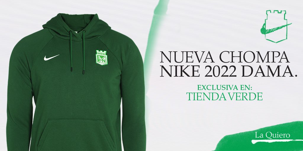 unidad Organizar globo Atlético Nacional on Twitter: "¡Una nueva chompa @Nike para mujer!  👩🏼👩🏽‍🦱👧🏻 Compra en exclusiva en Tienda Verde ➡️  https://t.co/PPfznFZlnb #VamosNacional 🟢⚪️ https://t.co/JqzA8YLQlq" /  Twitter