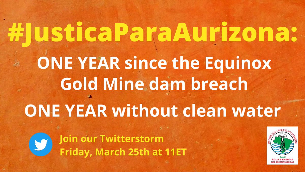 Earthworks's tweet image. Communities near the Aurizona gold mine in Brazil have had:

365 days without drinking water

365 days of inaction by #$EQX regarding environmental damages

365 days without justice

Follow #JusticaParaAurizona on March 25th &amp;amp; help us demand justice.