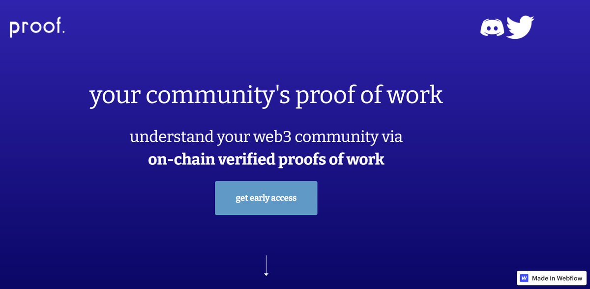 13/ <a href="/GetMyProof/">proof</a> is building your individual Proof of Work protocol.

Proof members can own their work, build up their contribution portfolio, and help organizers better understand and develop their organizations

Website: myproof.xyz

#DAO #Protocol