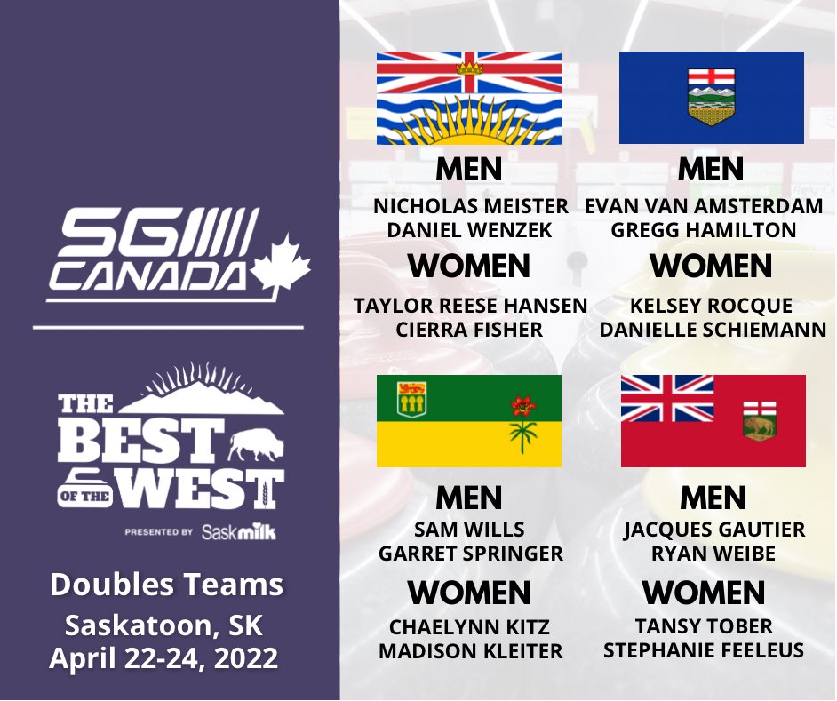 Welcome, Doubles teams! 👋🥌

<a href="/SGI_CANADA/">SGI CANADA</a> #BOTW2022 🦬🌾🏔