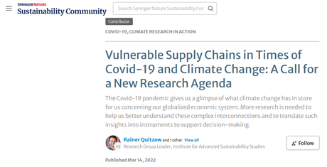 #COVID19, the war in #Ukraine and related #sanctions have put #supplychain #resilience on the agenda. <a href="/PJ_Schweizer/">Pia-Johanna Schweizer</a> and I argue that this is only a first glimpse of future disruptions resulting from #climatechange. Join the debate on <a href="/SpringerNature/">Springer Nature</a>  See: shorturl.at/kxQW3