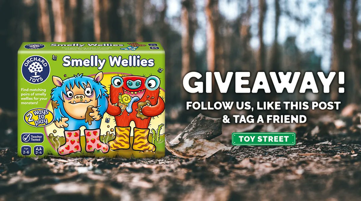 ToyStreetUK's tweet photo. 💥COMPETITION TIME 💥

Win a copy of Orchard Toys’ Smelly Wellies matching game 🎴

To win, just like this post, tag a friend and give us a follow ✔

Competition closes 7/04/2022, good luck 🍀

#toy #toys #kids #children #orchard #orchardtoys #shop #giveaway #comp #competition https://t.co/Q3RpZAq9mD