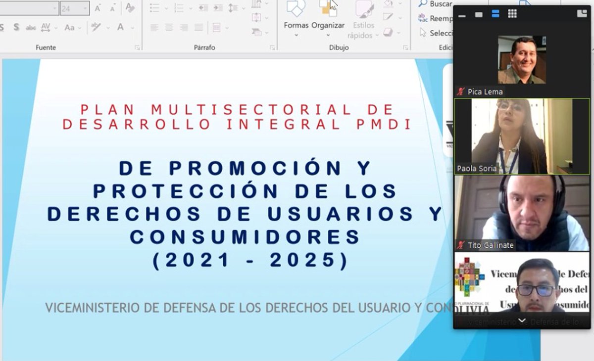 oficial_amb's tweet photo. Presentación del Plan Multisectorial de Desarrollo Integral de Promoción y Protección de los Derechos de Usuarios y Consumidores a los GAMs de capital y El Alto. En coordinación entre @oficial_amb, @MinJusticiaBol, @minedubol a convocatoria del #VDDUC https://t.co/HcMUMxj3ZP