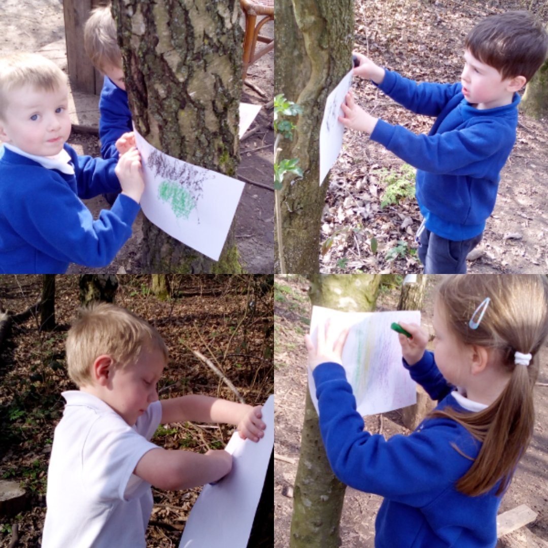 StJohns_Eagle's tweet image. What a perfect afternoon in the forest for REC...  making bark rubbings and enjoying the sunshine! #springhasarrived 😁☀️🌲🌼