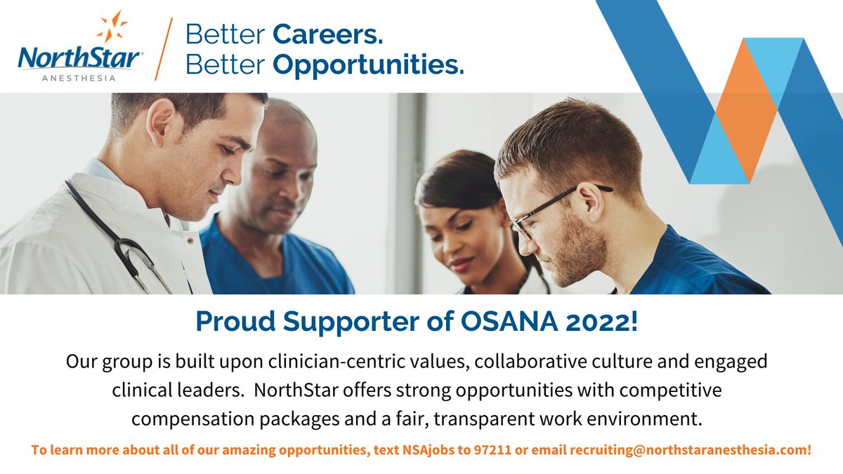 NorthStar is excited to be sponsoring the Welcome Reception at the Ohio State Association of Nurse Anesthetists Spring Meeting this weekend! Make sure to stop by our booth and meet some of our team to connect about #CRNA job opportunities.