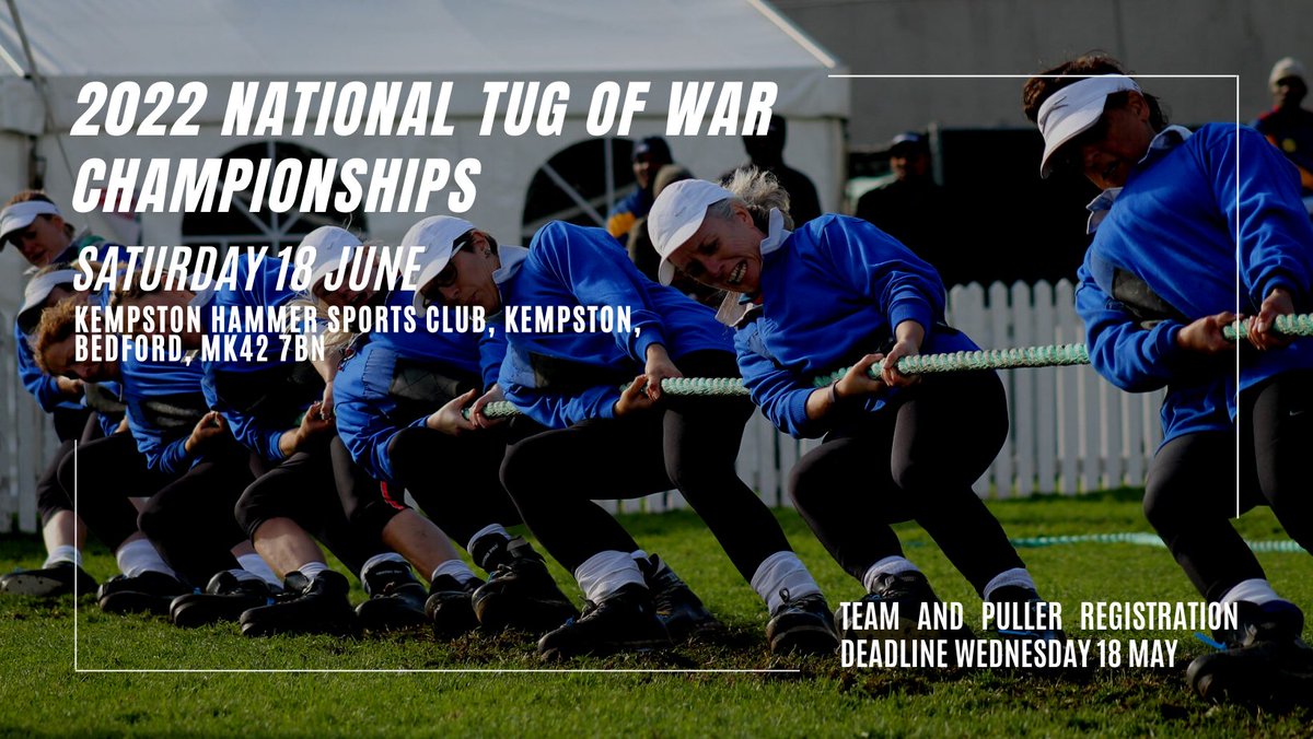 Take part in the 2022 national #tugofwar championships in #Kempston, #Bedford on 18 June!

Visit tugofwar.co.uk/national-champ… for more info!

Please retweet and spread the word!

#bedfordshire #sport #england #GetRopedIn