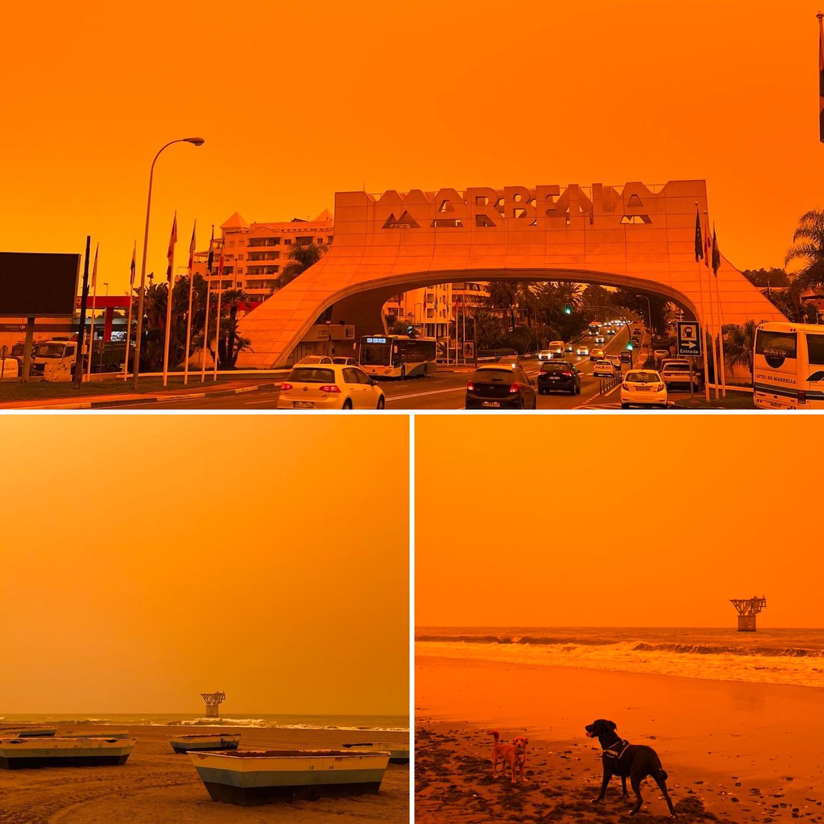 Marbella se tiñe de color SEPIA… #marbella #saharaenmarbella #ElTiempo 16,40 h de la tarde … 😮😮