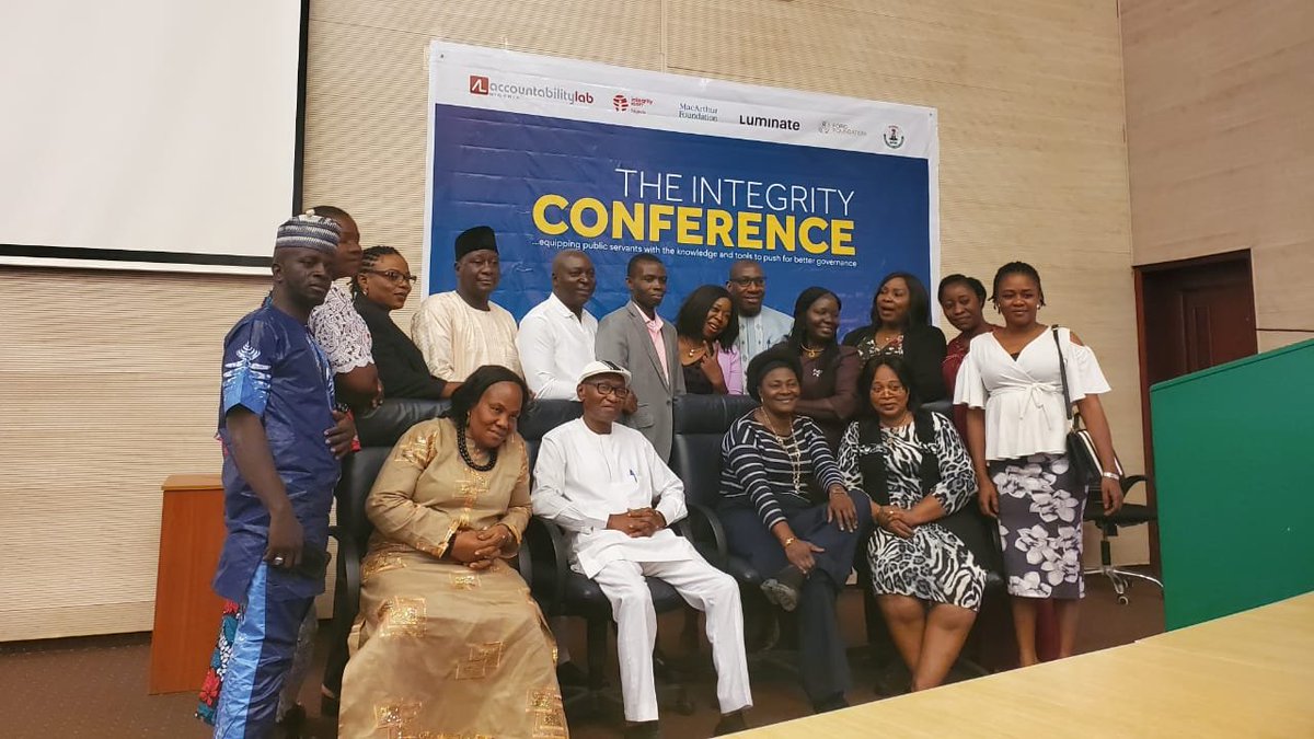 accountlabng's tweet photo. It's a wrap! #TheIntegrityConference was all we hoped it would be and more. For two days, Civil Servants in attendance learnt anew, the importance of individual and systemic integrity, and shared their experiences and contributions. We thank our partners for their support. https://t.co/ppxpI2uYZo