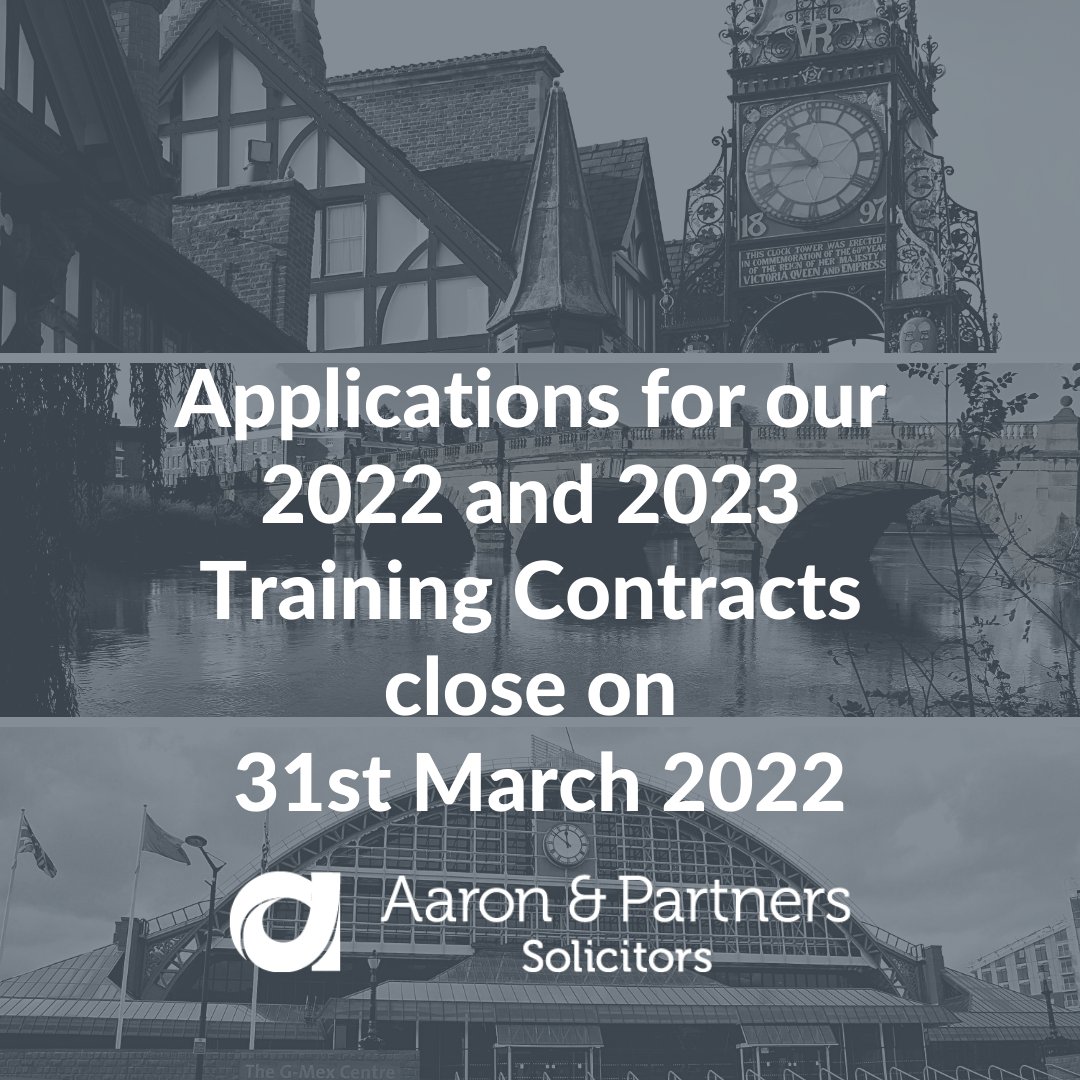 There is only 1 week left to apply for our 2022 and 2023 training contracts, the application closing date is 31st March! 

#trainingcontact #traineesolicitor 

Apply online today: ow.ly/Wve150Ir34L