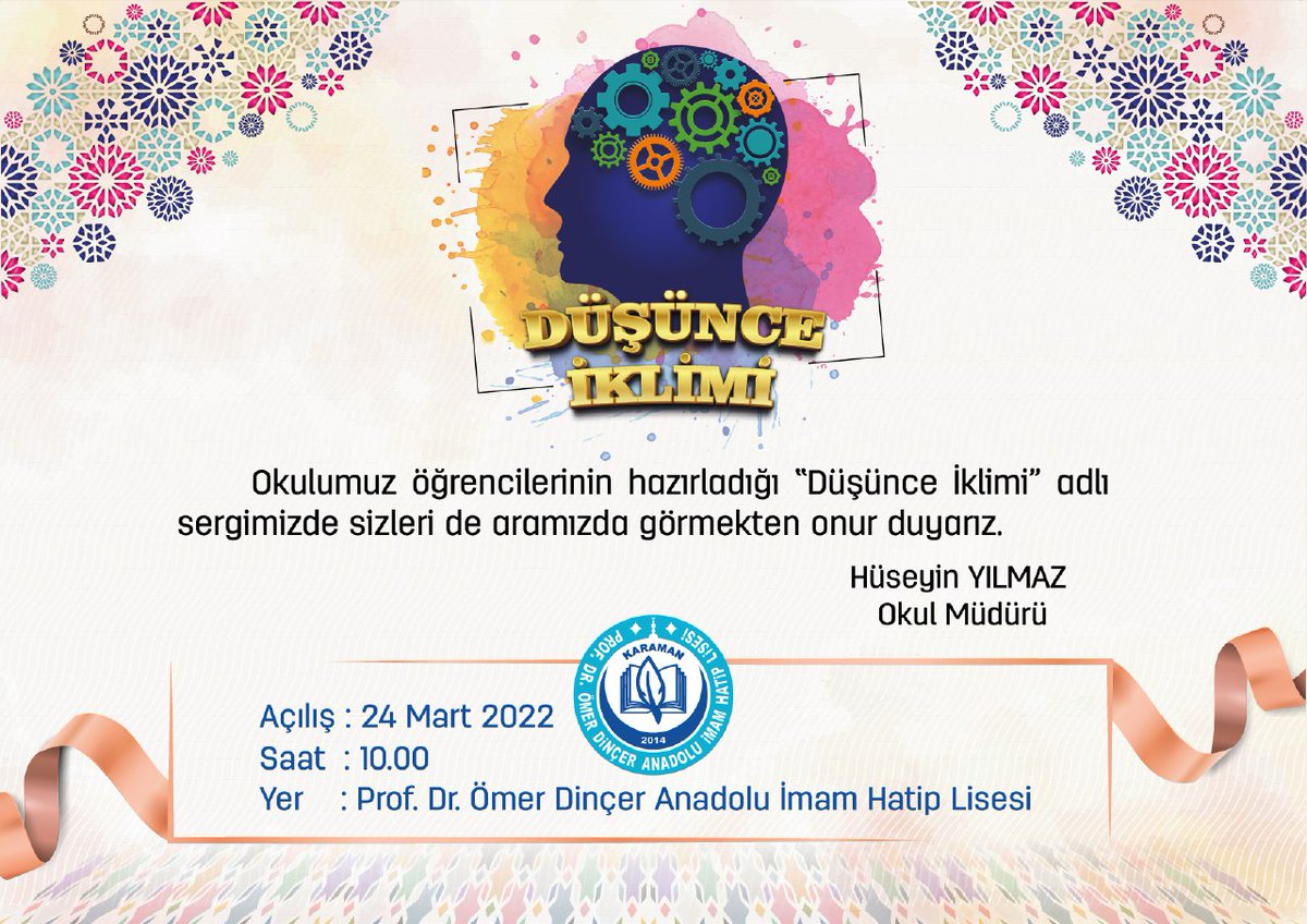 Okulumuz öğrencilerinin hazırladığı "Düşünce İklimi" adlı Felsefe Koridoru Sergisinin açılışını İl Millî Eğitim Müdürü Mehmet Çalışkan yaptı.