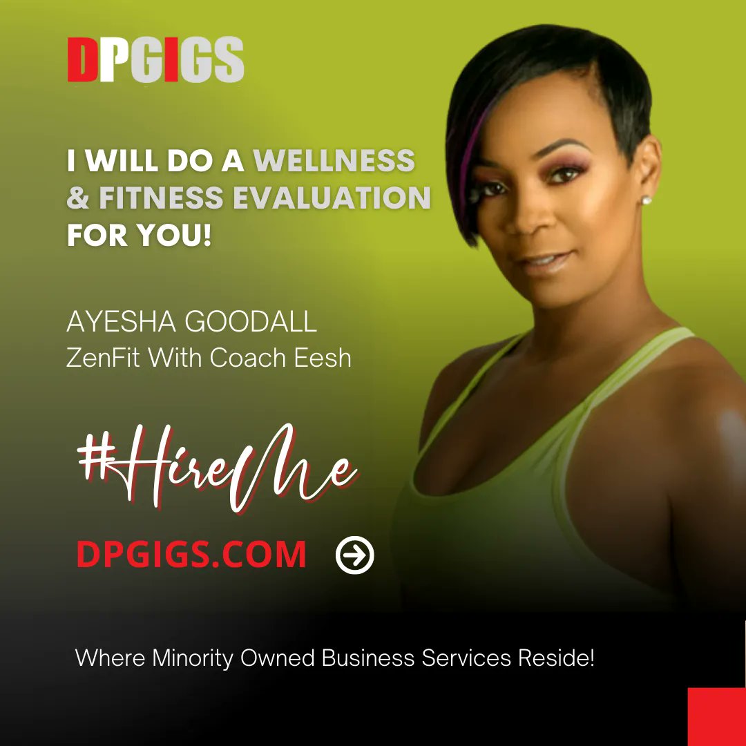DpGigs's tweet photo. In honor of Women's History Month, we celebrate DPGIGS Freelancer, Ayesha Goodall of ZenFit w/ Coach Eesh. Hire Ayesha create a personal wellness and fitness evaluation for YOU. Learn more about Ayesha at https://t.co/gbbMjvt5DN..
#SheReady #WomensHistoryMonth #DPGIGS https://t.co/sJ26p68sDq