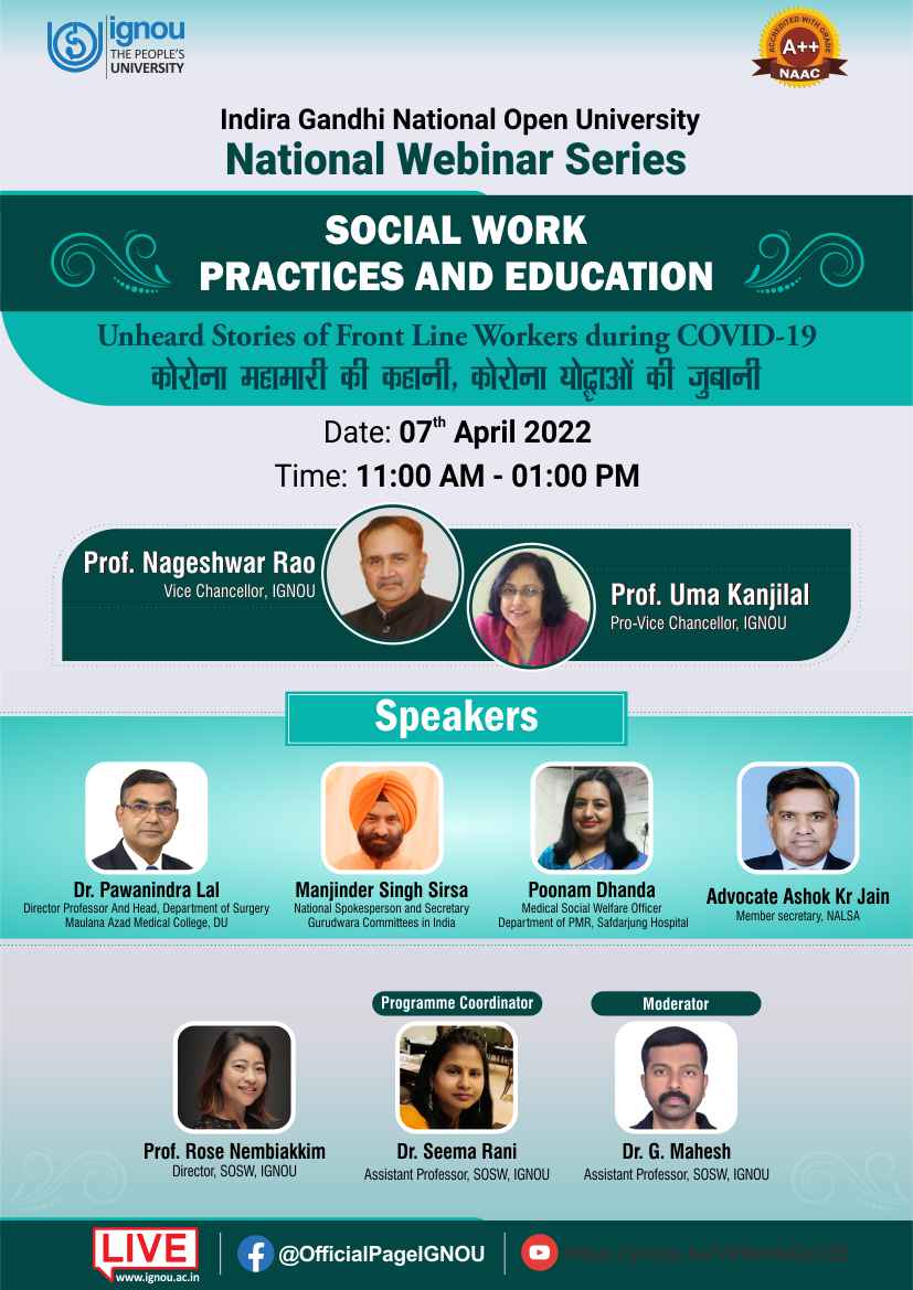 National Webinar Series on
Unheard Stories of COVID-19 Front Line Workers