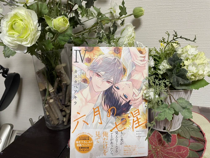 カスカベアキラ先生の「#六月の七星」Ⅳ(4巻)には困ったもんで、野球の展開も楽しみたいのに、出てくる少年たちのハンパない色気が気になって(当方61歳♂)そっちにばっかり目が行くのだ😅とにかく煌成高校、頑張って甲子園だ(無理矢理の応援😓)💦(そして単行本は花と一緒にカシャ) 