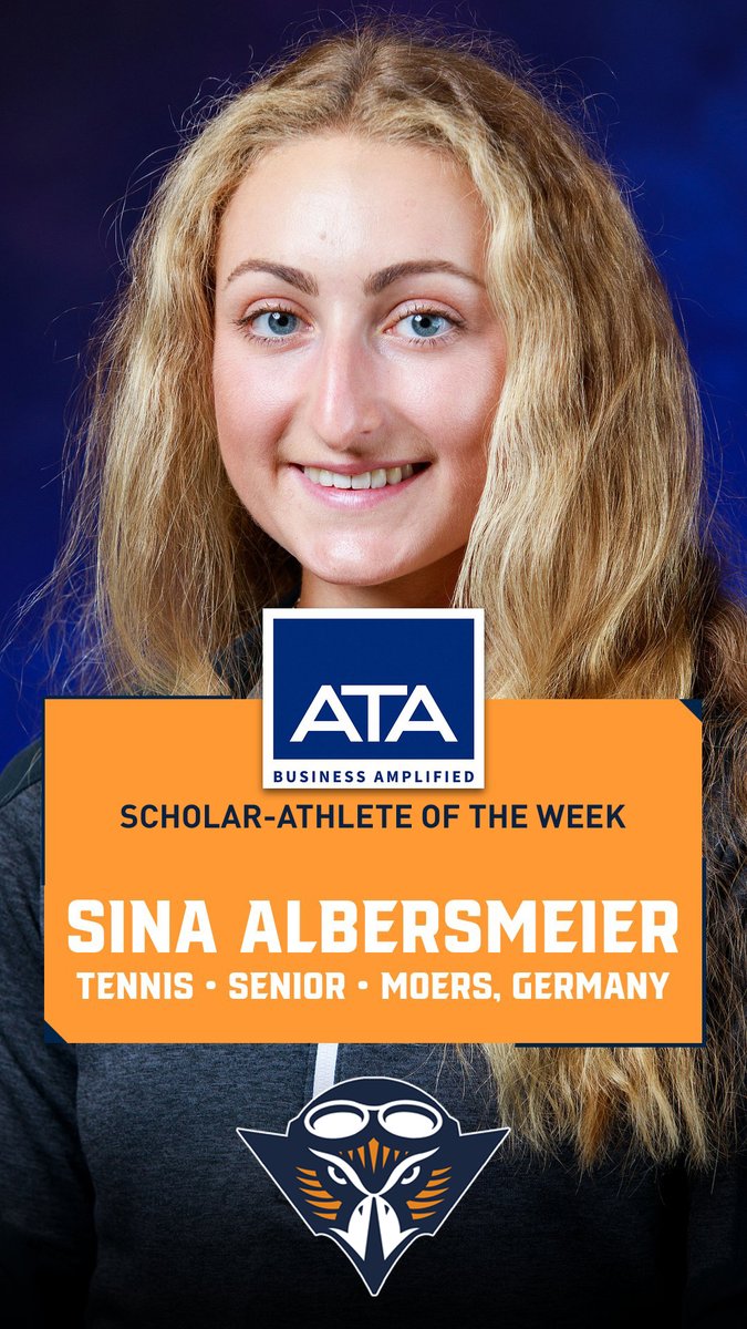 Congratulations to the ATA Scholar-Athlete of the Week: Sina Albersmeier from <a href="/UTMTennis/">UT Martin Tennis</a>!

🔷 Class: Senior
🔶 Hometown: Moers, Germany
🔷 Major: Management