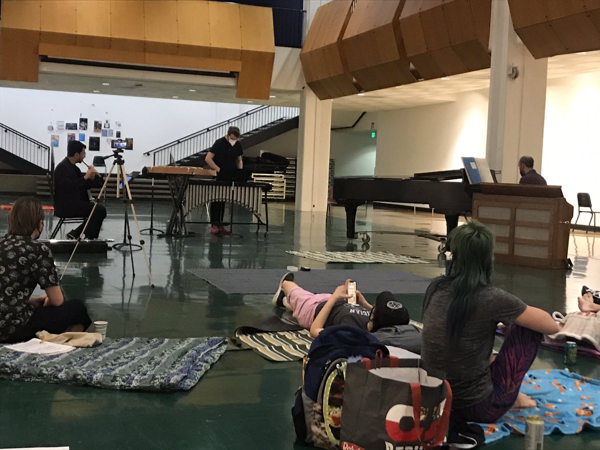 DanNolan_'s tweet photo. I’m often sceptical about listening to any super long Feldman but this was such a nice environment to listen in with people napping, knitting, drinking, and just wandering around. More gigs like this please! https://t.co/RtsxFbvJQ4