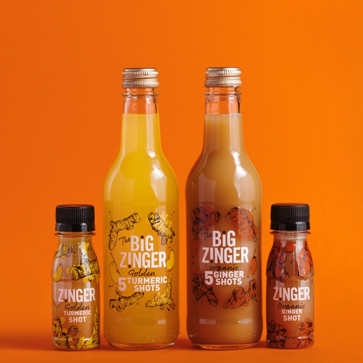 Our Zinger shots just got bigger! 

Introducing our EXTRA LARGE Zinger ginger and turmeric bottles... no less than x5 shots in one single bottle. Same fiery flavours, not from concentrates.