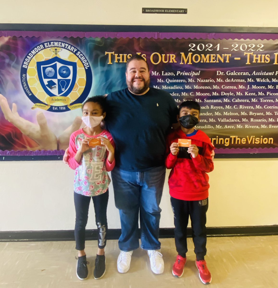 BroadmoorSchool's tweet photo. Congratulations to our gift card winners during today’s final day of #SpringBreakAcademy! The countdown is on…this is OUR moment!#RecapturingTheVision @MDCPSCentral https://t.co/ZajIiHEVZh