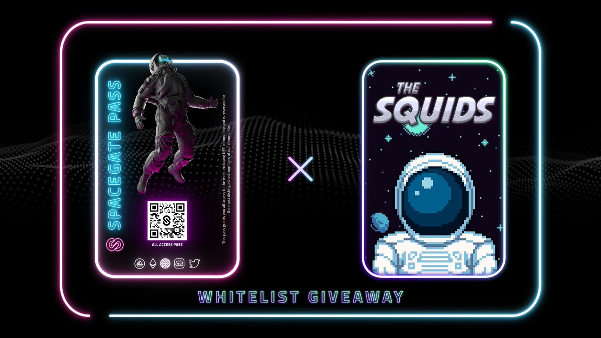 The Squids (@thesquids_nft) on Twitter photo 🛰️SPACEGATE x The Squids 👾
3 x WL Spots to our Twitter community ✅
5 x 5 Squid Inks 🦑
To enter:
➡️ Follow <a href="/Spacegate_NFT/">Spacegate - Mobile NFT Tool</a> /<a href="/TheSquids_NFT/">The Squids</a> / <a href="/Gundy__/">Gundy</a>
➡️Like & RT
➡️Tag Your Squad
Ends in 24 hours!⌛️ 🛰️SPACEGATE x The Squids 👾
3 x WL Spots to our Twitter community ✅
5 x 5 Squid Inks 🦑
To enter:
➡️ Follow <a href="/Spacegate_NFT/">Spacegate - Mobile NFT Tool</a> /<a href="/TheSquids_NFT/">The Squids</a> / <a href="/Gundy__/">Gundy</a>
➡️Like & RT
➡️Tag Your Squad
Ends in 24 hours!⌛️