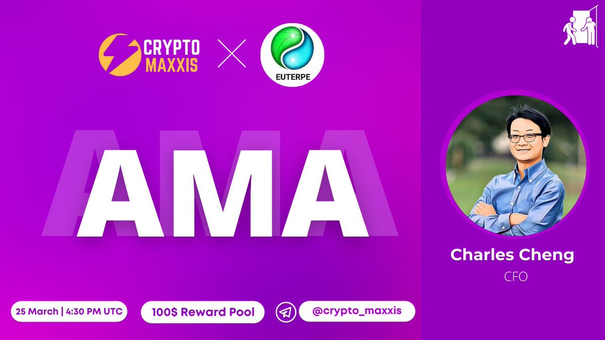 Crypto_Maxxis's tweet photo. 📢We're thrilled to announce our next #AMA with @eut_io on 25 March , 4:30 PM UTC.

💰Pool: 100$ BUSD
📍Venue: https://t.co/weGBx3X1fm

〽️Rules:

✅Follow 
@Crypto_Maxxis &amp; @eut_io
✅Like &amp; Retweet
✅Comment Questions &amp; Use Hashtag #CryptoMaxxis with BUSD address https://t.co/gcbfCztwsq