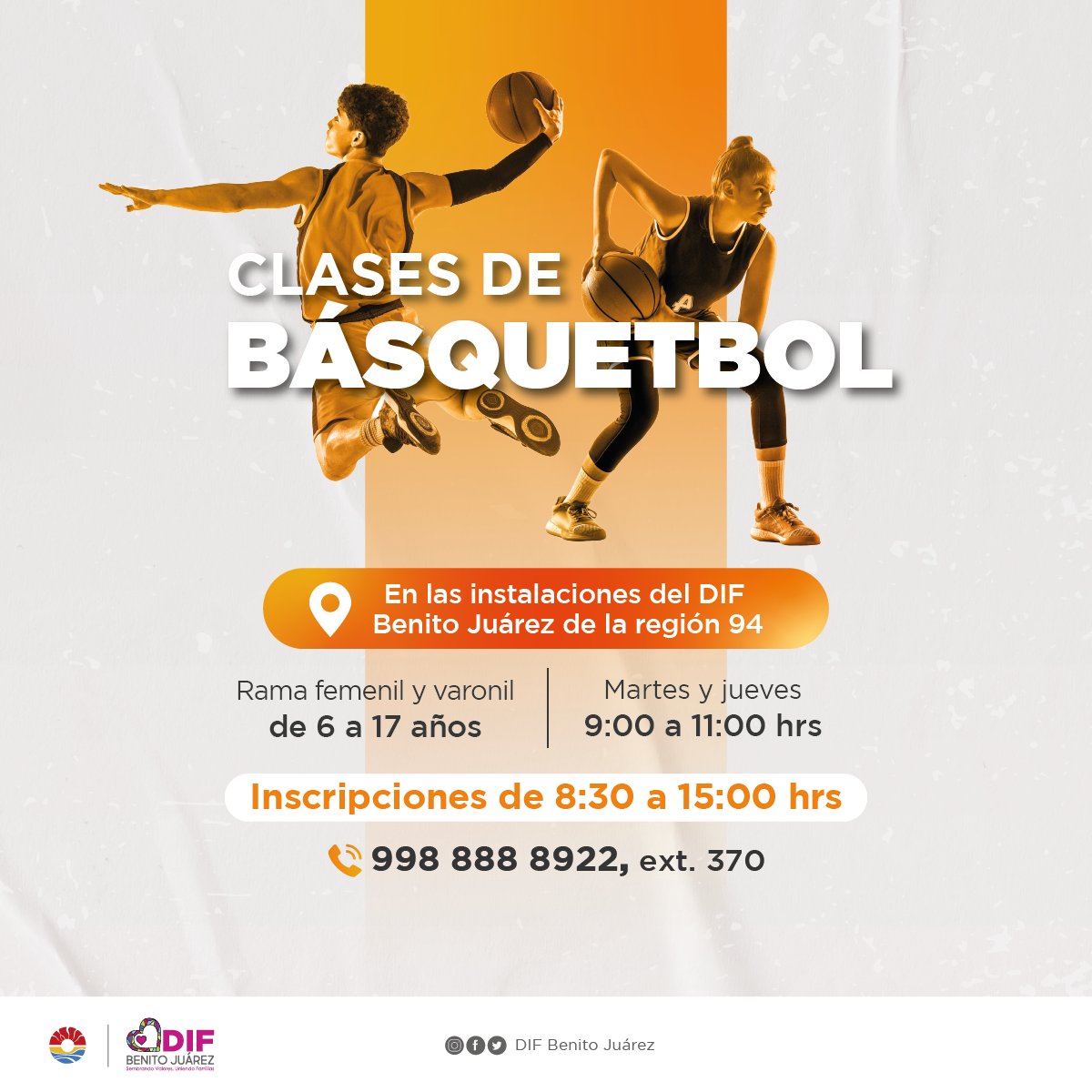 DIF_Cancun's tweet photo. Actividades en nuestras instalaciones con cupo limitado.
💃 🏀 ⚽ 🎸

📱 Llama e inscríbete: 9988888922, ext. 370. https://t.co/mllIpU73hz