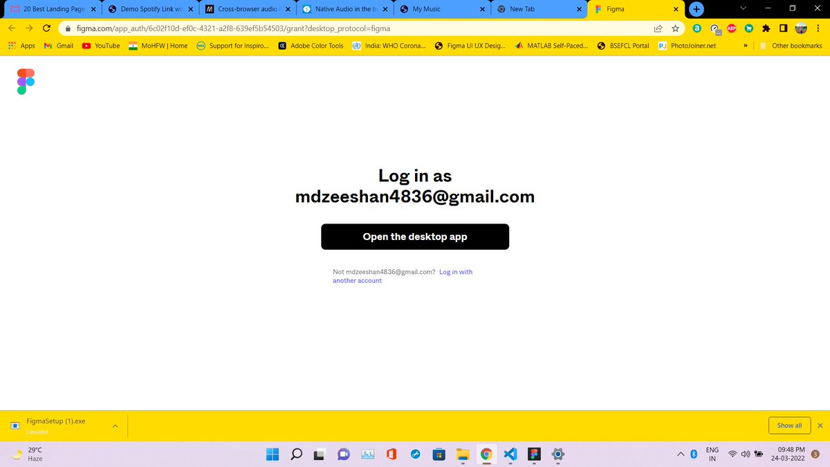 mainhoonzee's tweet photo. @figma 
I was logged out from Figma App on PC &amp; I'm not able to log in now.
When I'm clicking "login with browser" it redirects me to browser, but after being logged in browser, when I'm clicking "open desktop app", it's not responding and the page gets closed automatically. https://t.co/ESDbGblFJj