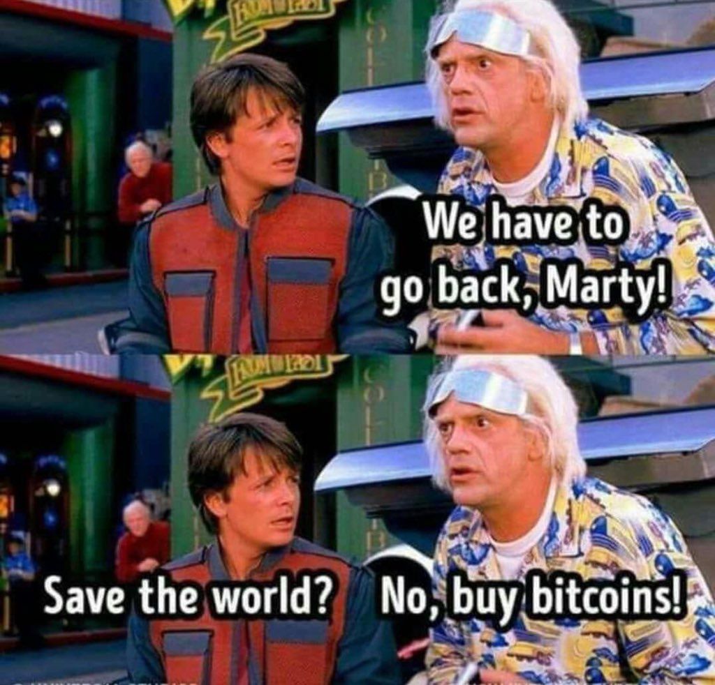 saed79x's tweet photo. @bloomoneacademy This meme from "Back From The Future" movie will always be funny.
Imagine taking a time machine from year 2010 and it takes you to November 2021 to see that #btc is so big and hitting an ATH of $68k, you definitely want to go back & get more bitcoin to hodl
#10DaysOfCrypto https://t.co/4q7HrIgqeG