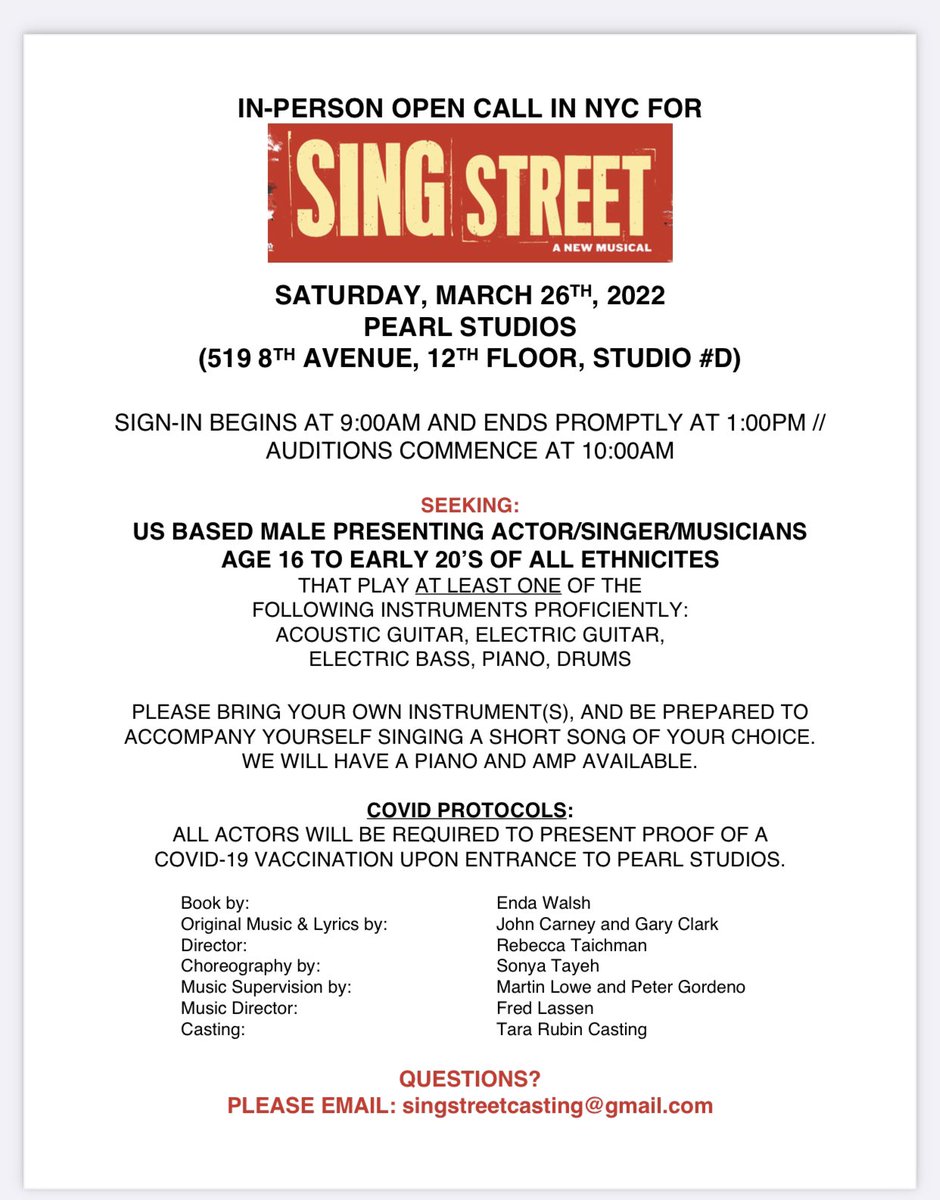 OPEN CASTING CALL in NYC! Seeking US based male presenting actors/singers/musicians age 16 to play early 20’s. #castingcall #opencall #dreamersonfire