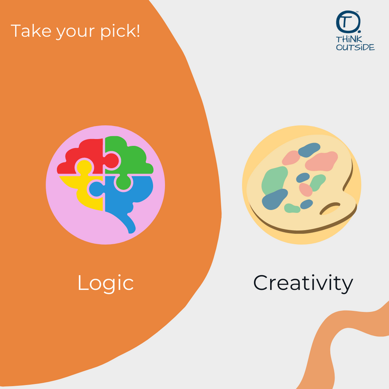 ThinkOutsideBxs's tweet photo. 🧠 Logic: using thinking and analytical skills; aims to discover the cause and effect. 
🎨 Creativity: focuses on innovation, emotion, and chance.

Which skill do you find more important for kids? Comment the emoji below! 

#ThinkOutsideBoxes #ChildDevelopment #Logic #Creativity https://t.co/lvnpCGSSYd
