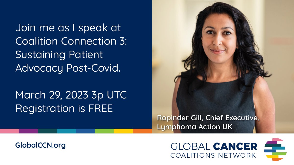 Next week our CEO Ropinder is speaking at this Global Cancer Coalitions Network
<a href="/GlobalCCN_org/">Global Cancer Coalitions Network</a> event > bit.ly/GCCN_Event3

She'll be sharing how we coped with the challenges of #COVID19 &amp; adapted to continue to be there for people affected by #lymphoma 💜

#COVID19andCancer