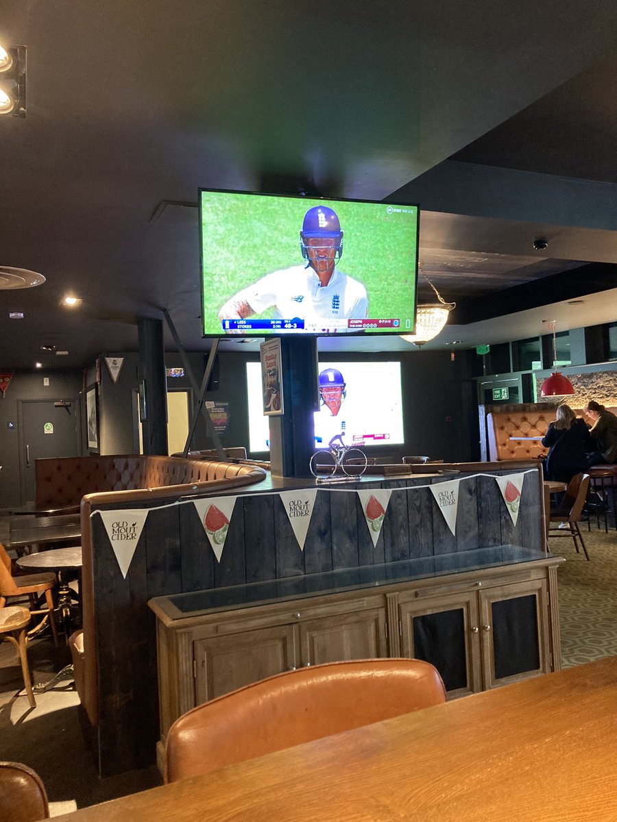 Watching the <a href="/DurhamCricket/">Durham Cricket</a> batters sat in the Sticky Wicket at the Emirates Riverside, come on <a href="/aleesy14/">Alex Lees</a> and <a href="/benstokes38/">Ben Stokes</a> 🏏