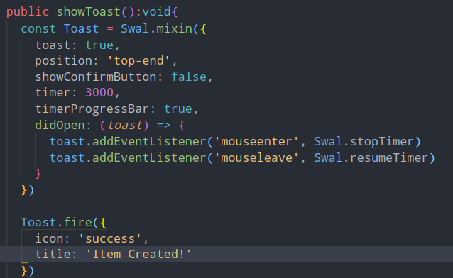 Angular SweetAlert2 - Toast ✨😁 sweetalert2.github.io #java #springboot #springframework #angular #js #programmers #all