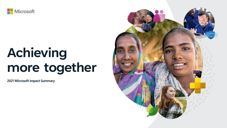 BradSmi's tweet photo. Setting ambitious goals is just the start. We’re committed to measuring our progress and sharing what we learn so we can all keep improving. Today, we release our 2021 Impact report to track progress across four #ESG pillars: https://t.co/bPPqwzUU8m https://t.co/kMhKptDTky