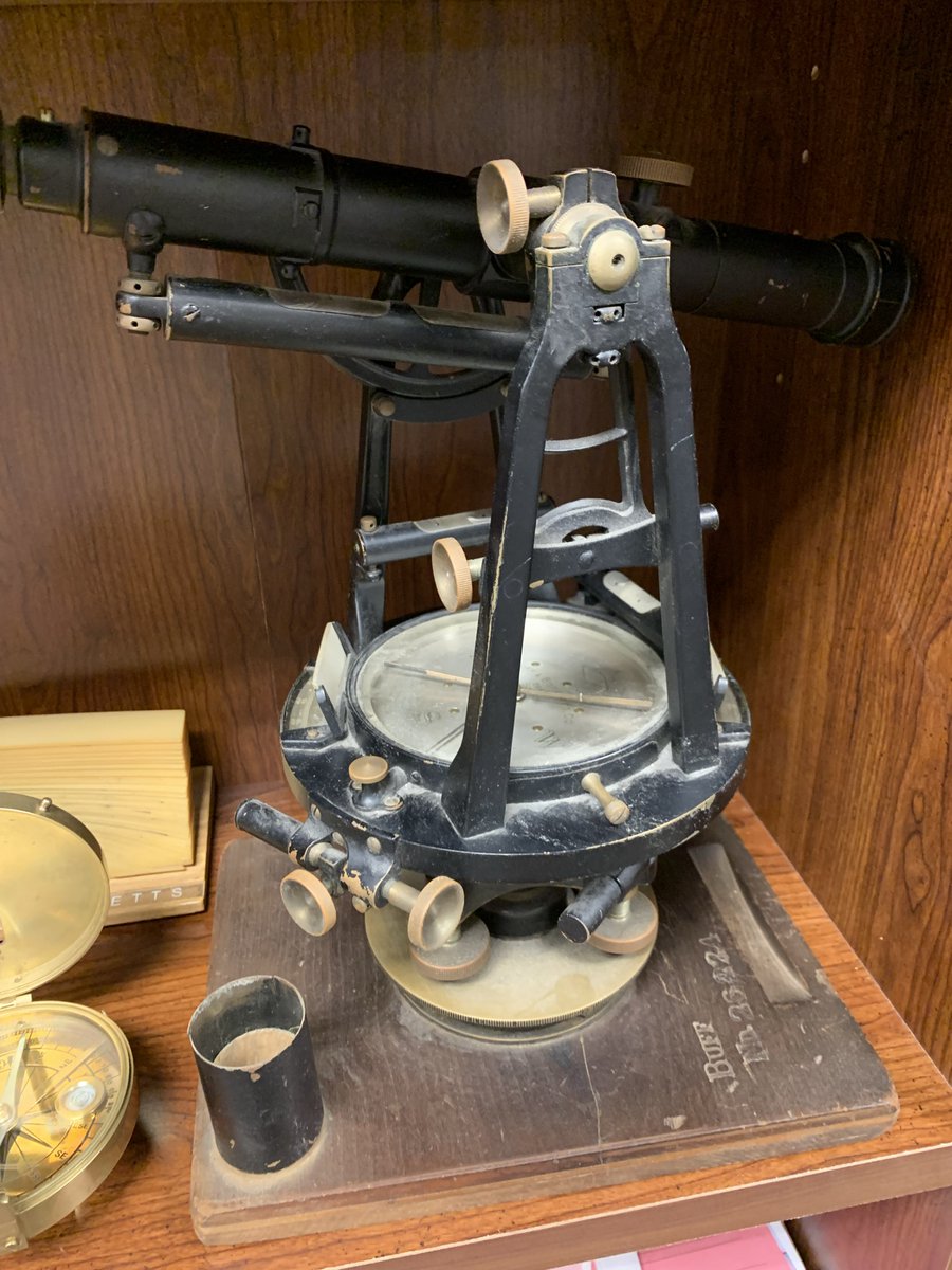 raSmithsocial's tweet image. Check out this museum-worthy surveyor's transit, featuring a telescope with a compass and vernier for measuring lines and angles across a long distance. Today’s surveyors still benefit from the accuracy of surveys previously completed with antique measuring tools. #surveyorsweek