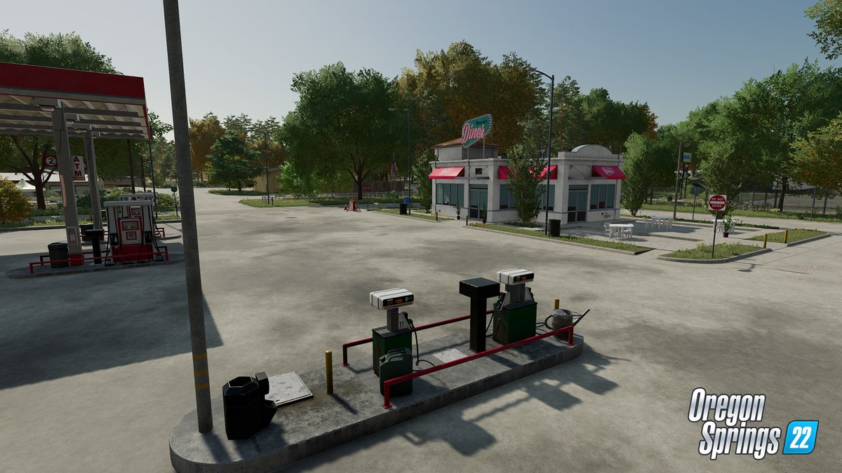 nld_community's tweet photo. Today we want to show you the Garyson Gas Station and the Mama Joe's Diner on Oregon Springs 22! ⛽️🍔

You can support us using our partner code NLDCOMMUNITY in the Giants Software store.🤝🐮 https://t.co/Dv99UUUGV5
