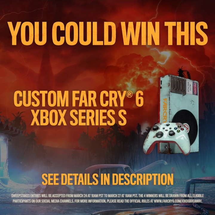 Ubisoft on X: Get up to 50% off Far Cry 6! Play free Mar 24-27. Plus, you  could win an Xbox Series S! To enter the sweepstakes, like & share this  video