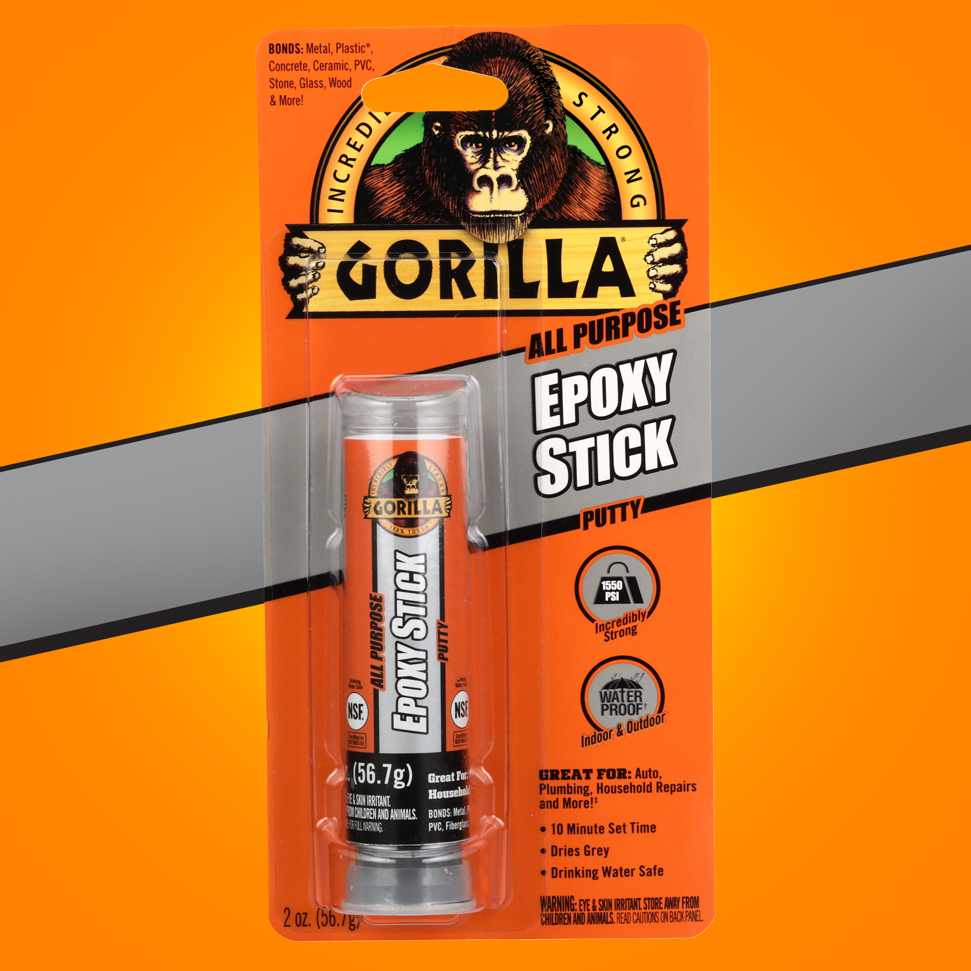 Gorilla Glue on X: Gorilla All Purpose Epoxy Stick is waterproof,  non-rusting and once cured, it can be drilled, sanded, and painted. It's  great for auto† , plumbing, household repairs and more! †