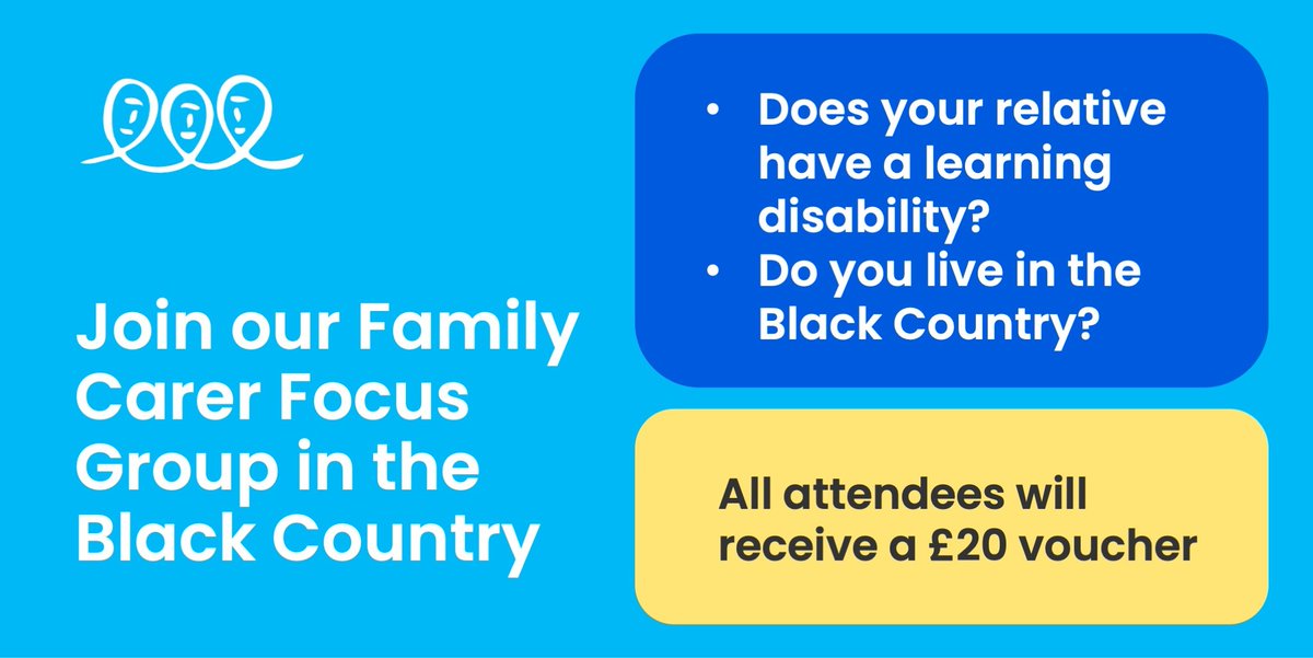 Are you a family carer in the Black Country? Do you want to share your views on local support? The CBF are holding two virtual focus groups for families supporting a relative with a learning disability aged 0-25 on 11th and 18th May. Sign up: lght.ly/60j6fno 1/2