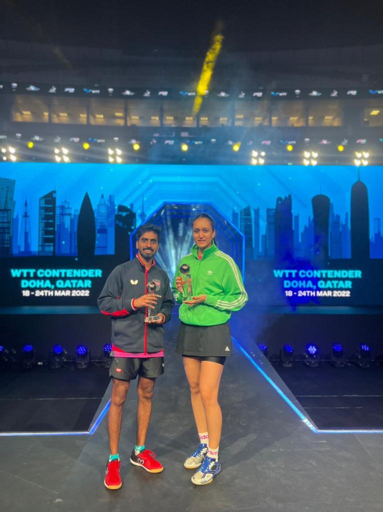 manikabatra_TT's tweet photo. 🥈in Doha 🇶🇦

Had an amazing campaign at the WTT contender Doha 2022 with my partner @sathiyantt falling short in finals of mixed double against world #1 pair.
Looking forward to continuing the form in the WTT Star condender again here in Doha in a couple days time.

Let’s go! 💪🏼 https://t.co/JbcPwVRjwq