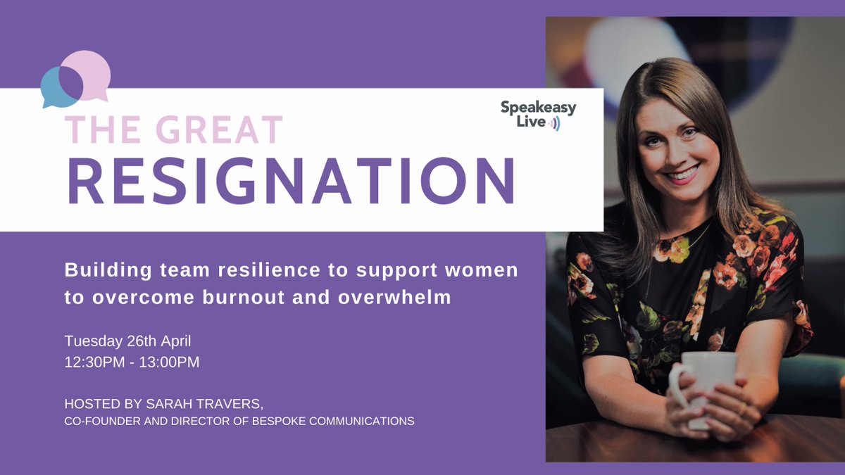 Team resilience and personal wellbeing have come under the spotlight in the last two years like never before. Attend this Speakeasy Live to learn more about simple tools that you can use to develop team resilience to support women in your teams combat overwhelm and burnout.