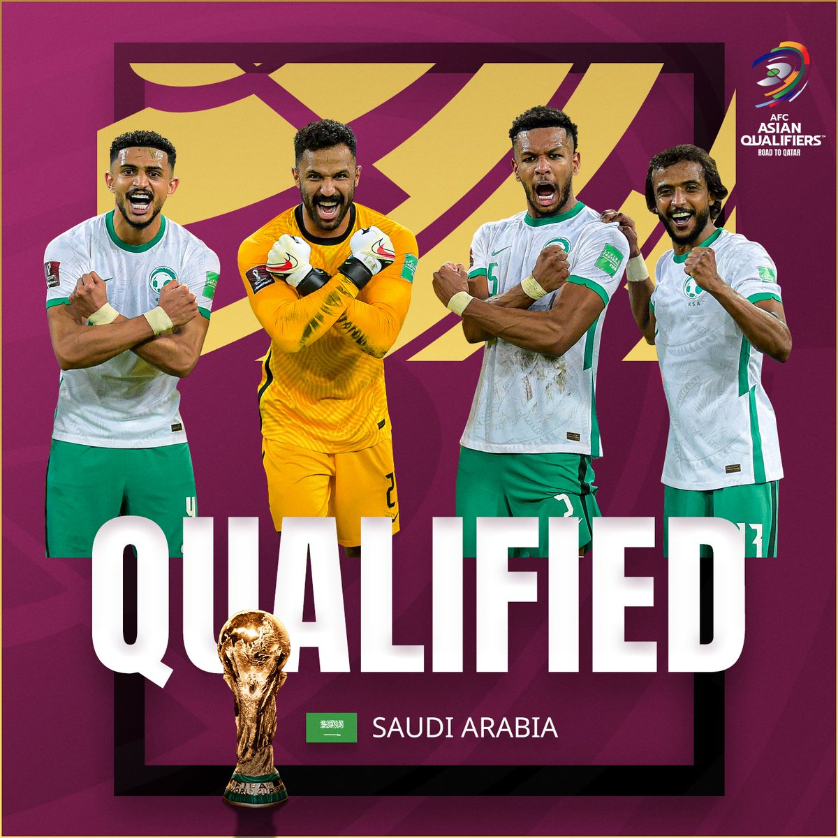 🟢 ＱＵＡＬＩＦＩＥＤ ✅ 

🇸🇦 Saudi Arabia confirm their second successive #WorldCup appearance! 

🦅 The Green Falcons are on their way to #Qatar2022!