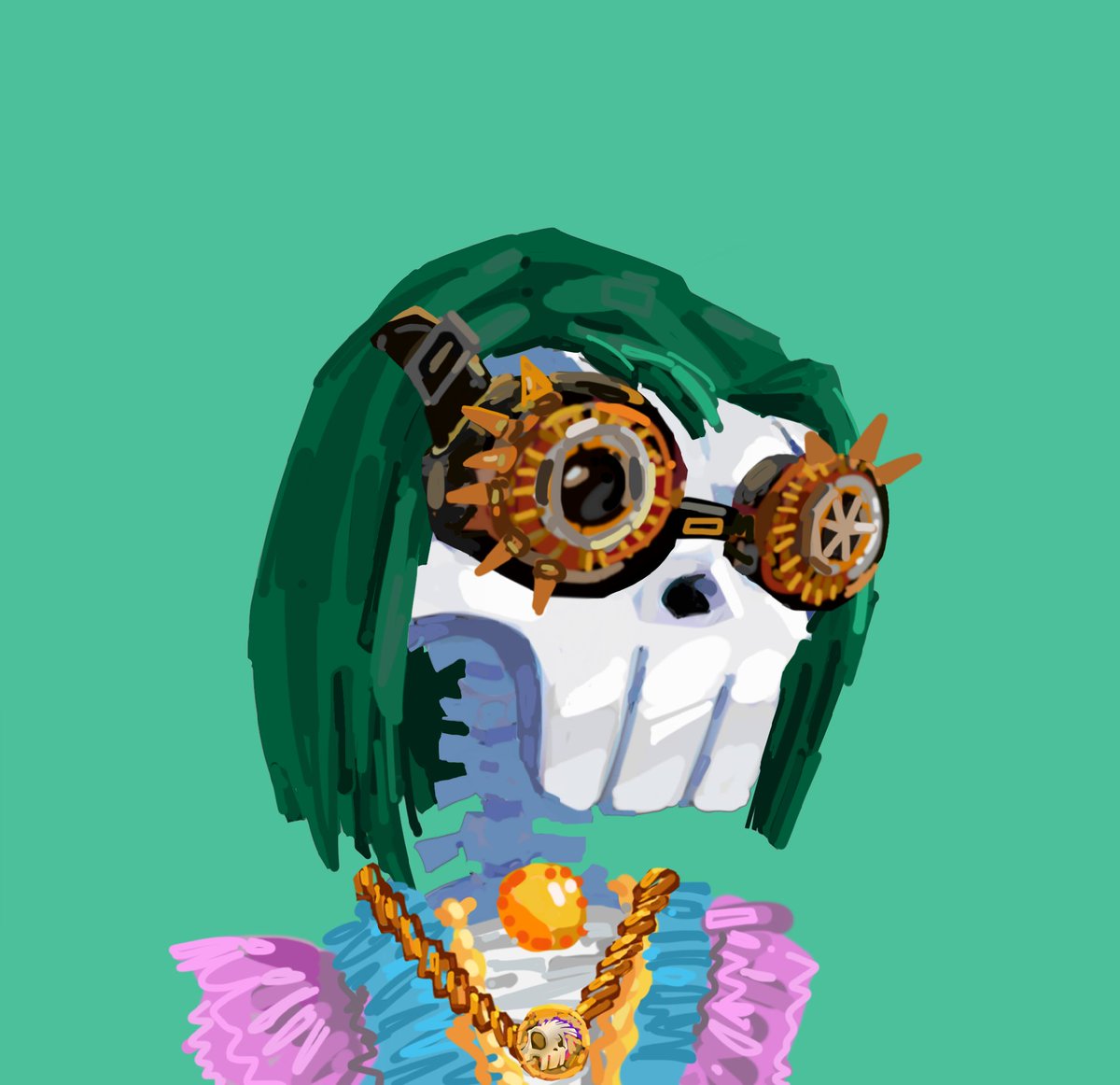 ash_bush's tweet image. Saw @BeardedKsum post these and the art is totally my vibe so I had to grab a couple. It was a free mint so I got this couple for ~$20 each 💜 Gonna print these out and hang them on the office wall

Thanks @Skullpunks 😀