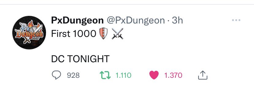 bl4ck_fire's tweet photo. @PxDungeon First 1000 woop 🎉 https://t.co/2c9AXzpkp3