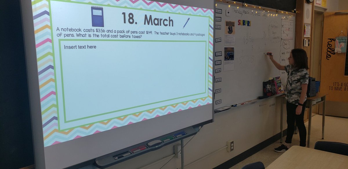 Bridget_Baker7's tweet photo. How much did the teacher spend? #bellwork #tvdsbmath @jrcallwood #jrcproud https://t.co/VOBaKQnMOD