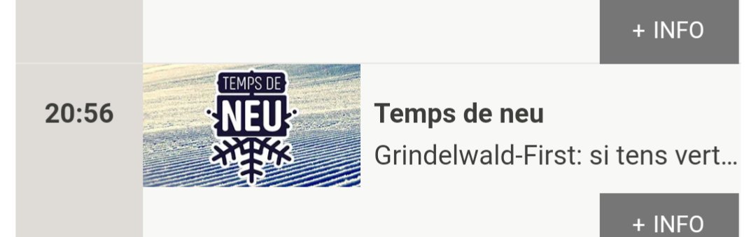 🚨Atenció🚨 Canvi d'hora d'emissió del <a href="/tempsdeneu/">Temps de neu</a> ⛷️

📌Avui dijous 20:55 📺
📌Demà divendres 22:30 📺