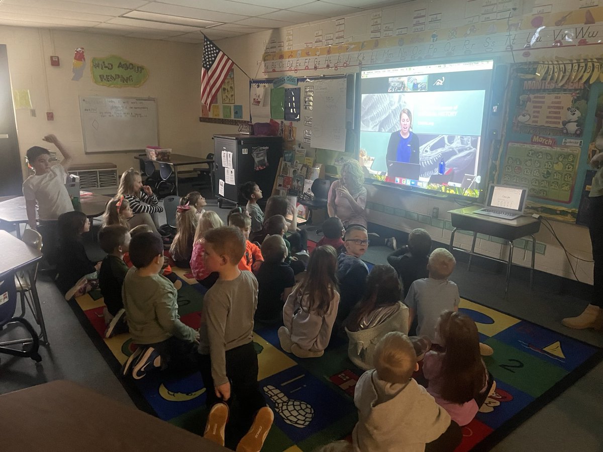 BCSDHuntington's tweet photo. Our Kindergarten friends are participating in a virtual field trip with the Natural History Museum. @MrsYoak15 @BevMusil @goCMNH https://t.co/8zZloLjAym