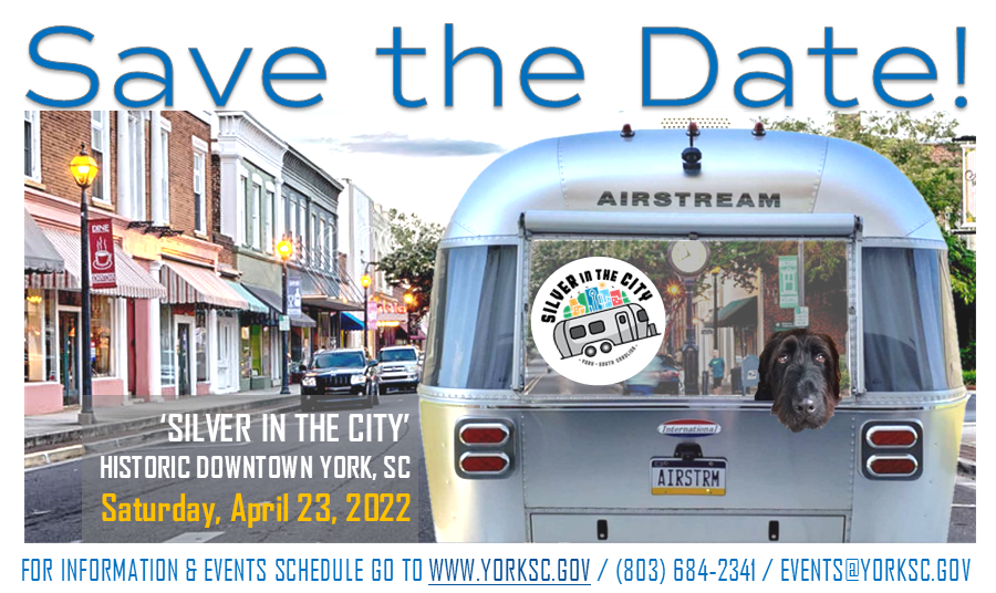 CityofYorkSC's tweet photo. Join us in welcoming the Palmetto State Airstream Club to Historic York at the "Wake-Up Downtown York Airstream Boondocking Rally", 4/22 to 4/24. OPEN HOUSE: Saturday, 4/23 from 1 - 4pm. https://t.co/KdJXTBvLnK #yorksc #visityorkcsc #visityorkcounty #yorkscevents #smalltownevents https://t.co/nMIXWsHWKE