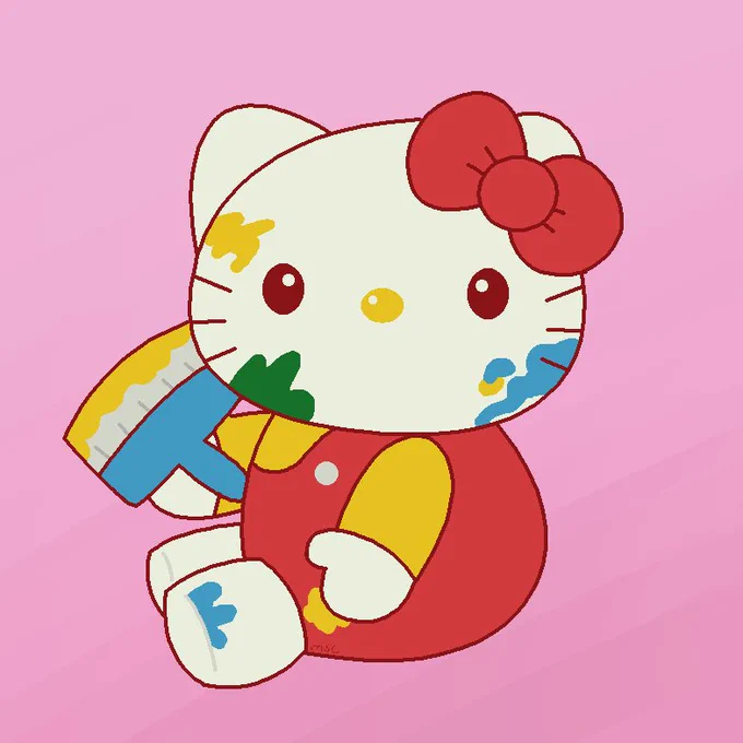 todays warmup, a redraw of a Hello Kitty plush 🎨🎨🎨 