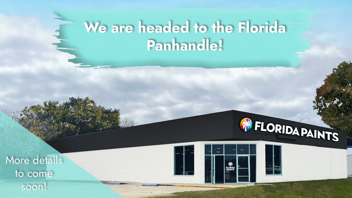 Big news! Florida Paints is headed to the Florida Panhandle! We are so excited for this expansion. More details to come very soon!
#PaintMadeForTheSunshineState #FloridaPaints #PaintABrighterDay