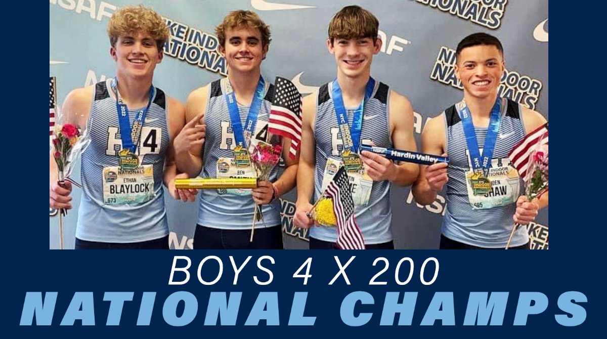 HVAHawks's tweet photo. Over spring break, @HVA_TF had several medalists at the Nike Indoor Track Championships in NYC, including these four NATIONAL CHAMPS! Congrats to Ben Smith, Austin Rome, Aiden Shaw, and Ethan Blaylock! #HVHawkNation https://t.co/jrDPqhCVa9